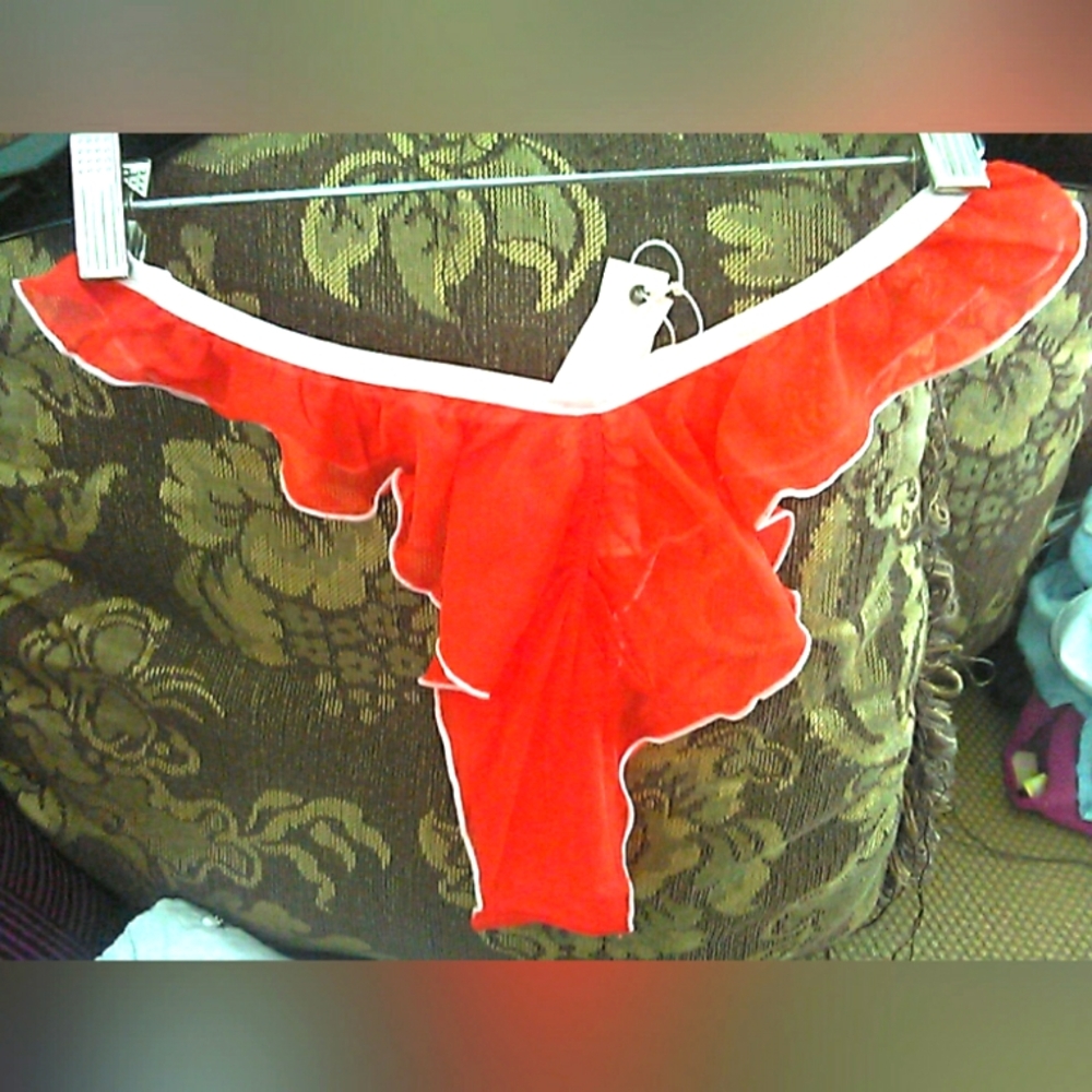 BNWT FREE PEOPLE WE ARE HAH Red Ruffled W/ WHITE TRIM Bikini PANTIES 4 available
